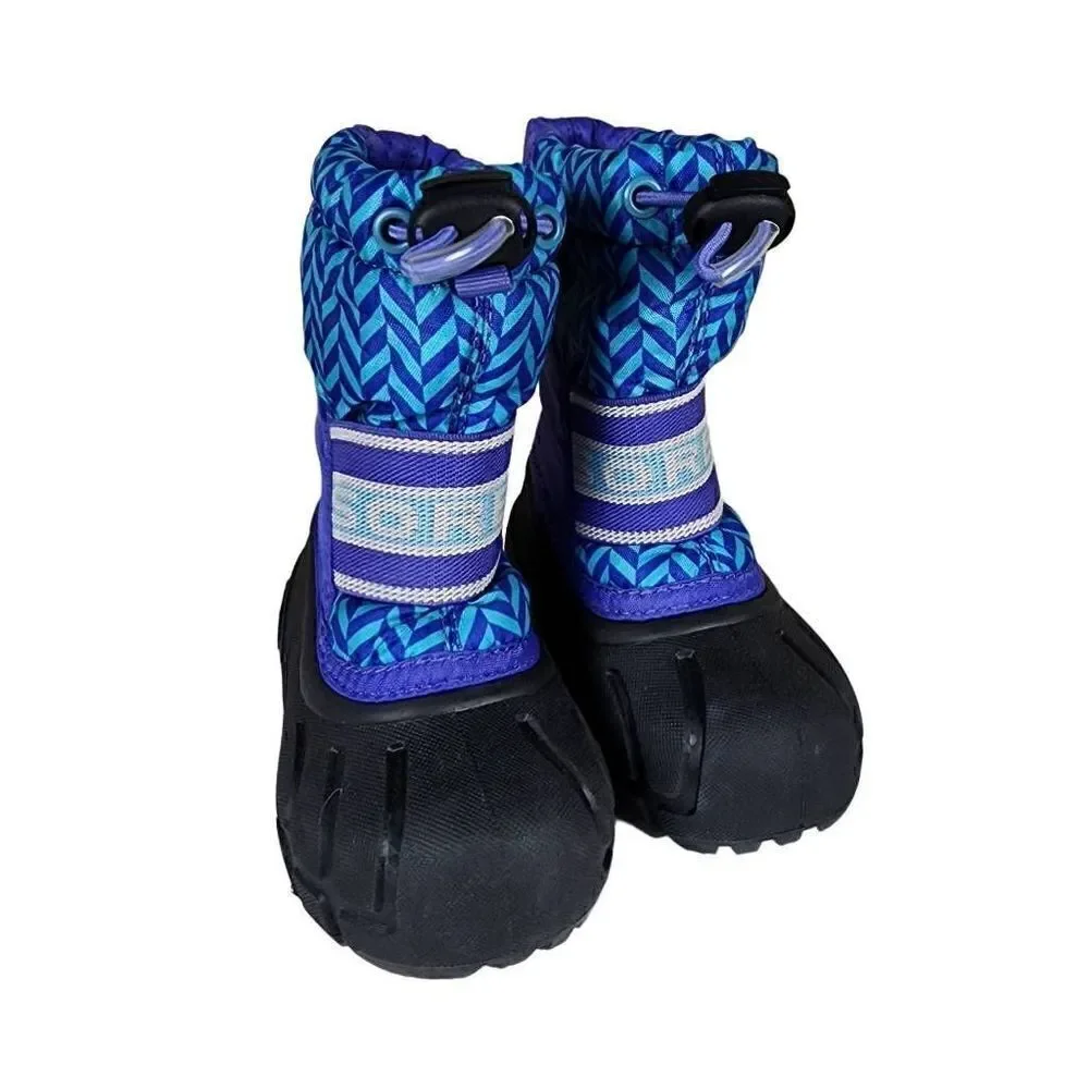 Sorel- Kids Unisex Purple and Blue Fleece Lined Snow Boots, Size 5